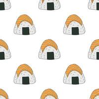 Seamless pattern with onigiri for decorative print, wrapping paper, menu, wallpaper and fabric vector