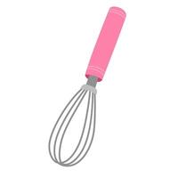 Whisk, beater, mixing tool. Manual mixer, whipper for cream whipping, beating, blending. Corolla accessory, utensil for cooking, baking. Flat cartoon illustration isolated on white background vector