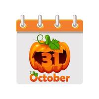 Calendar of Happy Halloween Day. 31 October - Halloween Day. Illustration for page of calendar or your print, greeting card vector