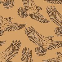 Seamless pattern with flying eagles. Hand drawn illustration in sketch style. vector
