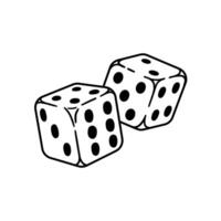 Pair of dice to gamble. Hand drawn illustration in sketch style. vector