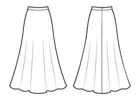 Black and white drawing of maxi skirt vector