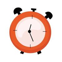 Flat red alarm clock doodle modern illustration. Y2k or Scandinavian style clock. vector