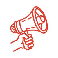 Hand Holding Red Megaphone Icon vector