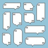 collection set of retro game 8bit pixel speech bubble balloon with quotation marks vector