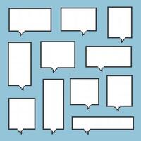 collection set of retro game 8bit pixel speech bubble balloon black and white color vector