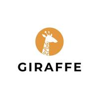giraffe logo design silhouette style with label circle vector