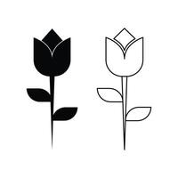 tulip flower icon line and silhouette style design template vector