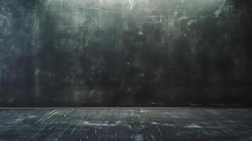 Side view of empty chalkboard, soft light, smooth texture, subtle chalk residue. photo