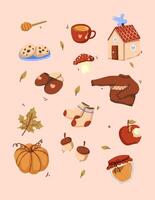 autumn sticker set vector