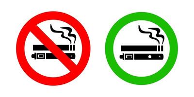 No smoking no vaping and smoking area sign set. vector