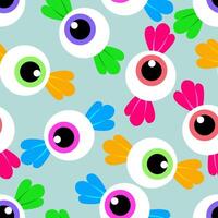 Halloween Colorful candy eyeball seamless pattern background vector