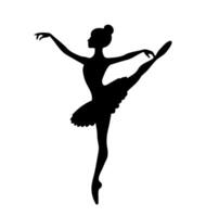 Ballerina in a tutu. Silhouette of ballerina on a white background. Ballet dancing. Ballet dancer silhouette. vector