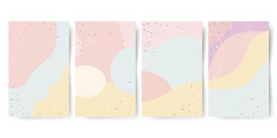 Set of Happy birthday card blank. Gentle templates, frames. Invitation or greeting card design decorated with confetti. vector