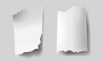 Pieces of torn white pages. Set of realistic torn sheets. Ripped sheets. Paper with jagged edges vector