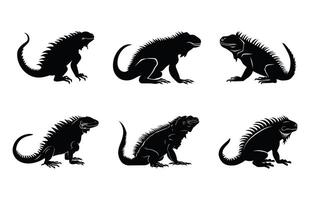 Iguana Silhouette Clipart bundle vector