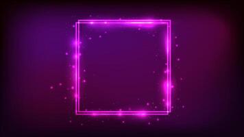Neon double square frame vector