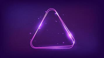 Neon rounded triangle frame with shining effects vector