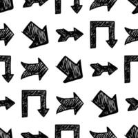 Seamless pattern with black hand drawn arrows vector