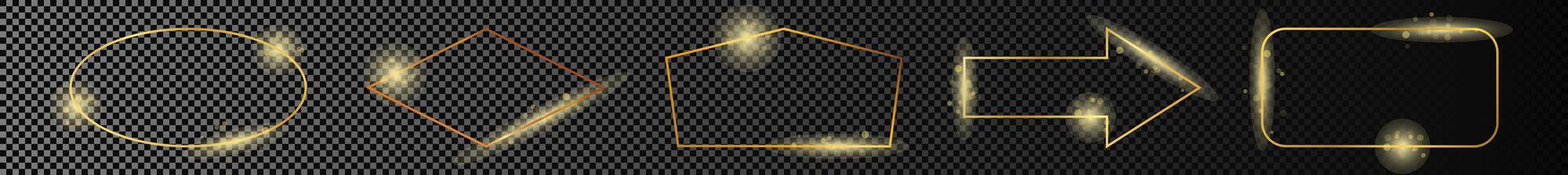 Gold glowing different geometric shape frame