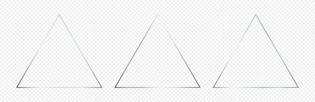 Silver glowing triangle frame vector