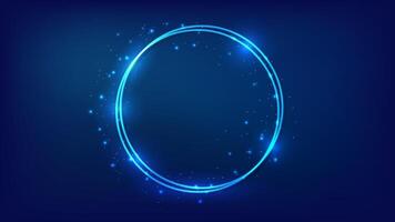 Neon double round frame vector