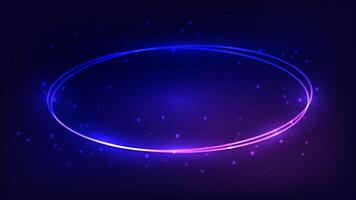 Neon oval frame with shining effects vector