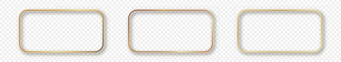 Gold glowing rounded rectangular frame vector