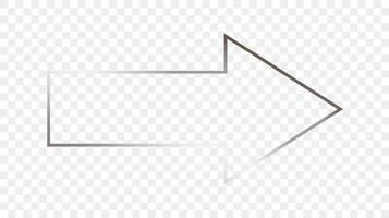 Silver glowing arrow shape frame vector