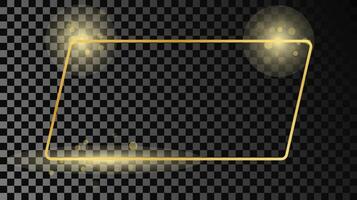 Gold glowing rounded rectangular shape frame vector