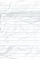 White clean crumpled notebook paper with lines vector