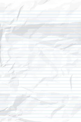 White clean crumpled notebook paper with lines