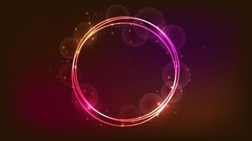 Neon round frame with shining effects and sparkles vector