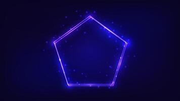 Neon double frame with shining effects vector