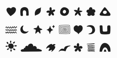 Abstract graphic doodles of symbols and shapes. Decorative stickers and design elements. illustration. vector