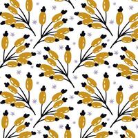 Christmas background with berries and snowflakes. Pattern with winter berries in flat style. Winter background. Festive pattern for packaging, textiles, banner, cards and other. vector