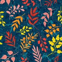Retro style pattern with autumn leaves, herbs vector