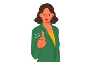 Business woman points finger at screen, accusing you of not taking action to achieve success in life vector