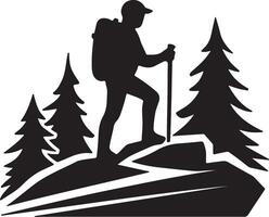 Adventurous Hiker Silhouette in the Wilderness vector