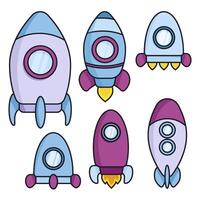 Set of different space rockets vector