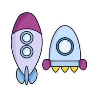 Set of two different cartoon space rockets vector