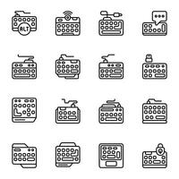 Keyboard icon set. Includes device, accessories, alt keyboard, computing, game, and More. Outline icons collection. vector