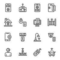 Remote Control icon set. Includes air conditioner, padlock, smart tv, door key, and More. Outline icons collection. vector