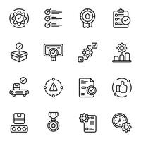Quality Control icon set. Includes best, certificate, efficiency, review, testing, and More. Outline icons collection. vector