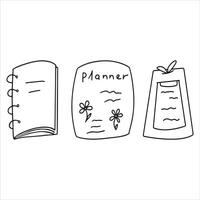 Set of notepads, planners, diaries. School or office stationery concept. To do list, memo sheet stickers, blank diary decor elements set. Doodles vector