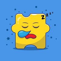 Puzzle character. cute cartoon puzzle character that was sleeping. puzzle character icon illustration concept vector