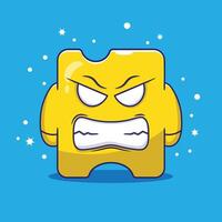 Puzzle character . cute cartoon puzzle character that was angry. puzzle character icon mascot illustration concept vector