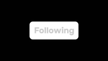 Pop Up Animation of Follow button, transparent background embed, alpha channel included. video