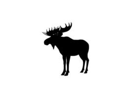 Silhouette of the Moose or Elk, largest and heaviest extant species of deer. Flat style, can use for Logo Gram, Emblem, Animal Illustration, Pictogram, or for Graphic Design Element vector
