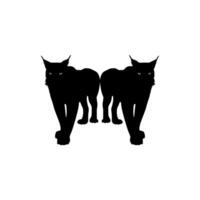 Pair of the Caracal Cat Silhouette, flat style, can use for Art Illustration, Logo Gram, Pictogram, Website or Graphic Design Element vector
